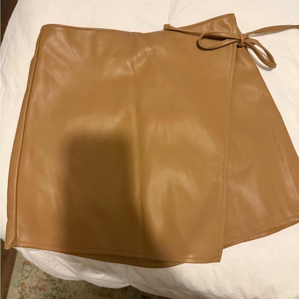 Abercrombie Vegan Leather Front Tie Skort
